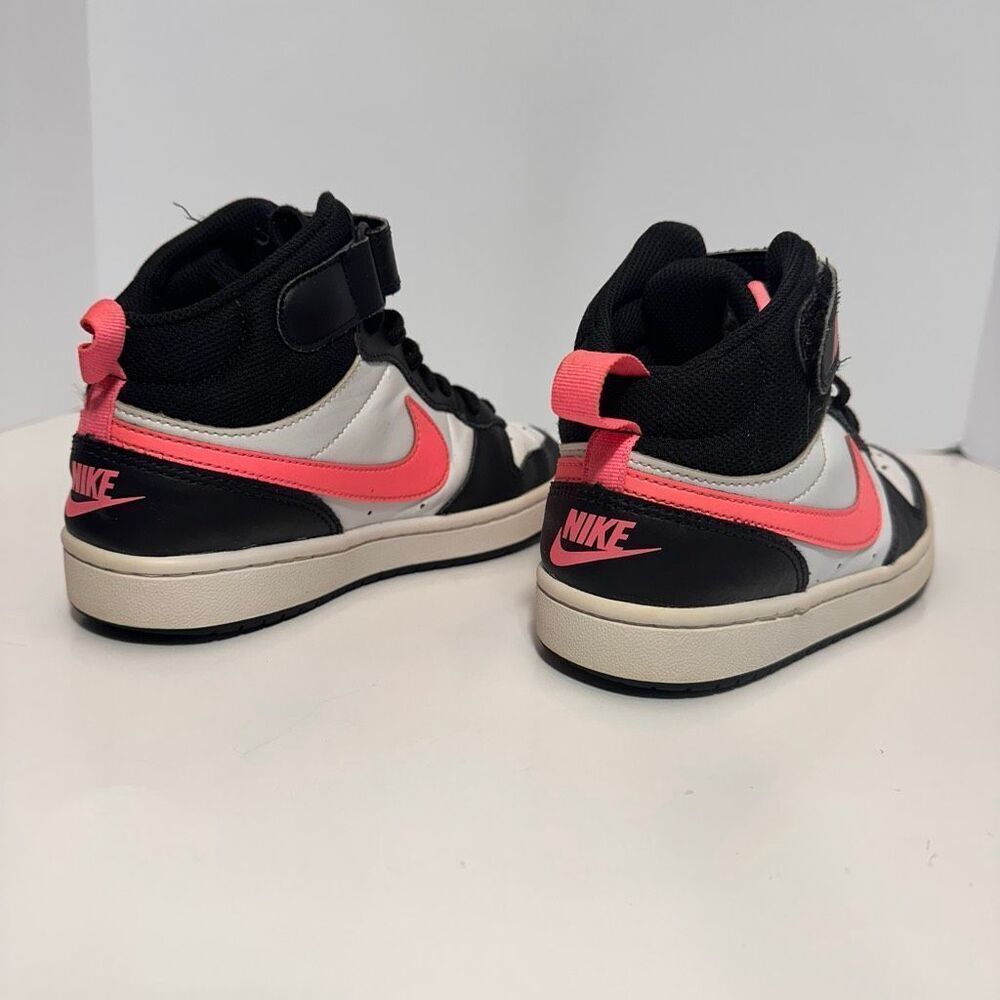Nike Court Borough Mid 2 Sneakers Black White Pink | Youth Size 4 - Picture 8 of 14